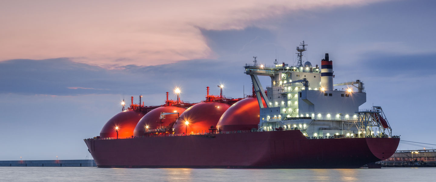 Lng,Tanker,-,Ship,At,Dawn,Moored,To,The,Gas