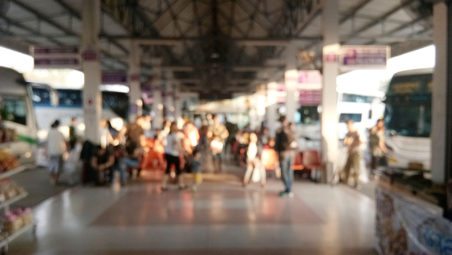 Bus,Terminal,,There,Are,Many,People,Waiting,To,Travel,From